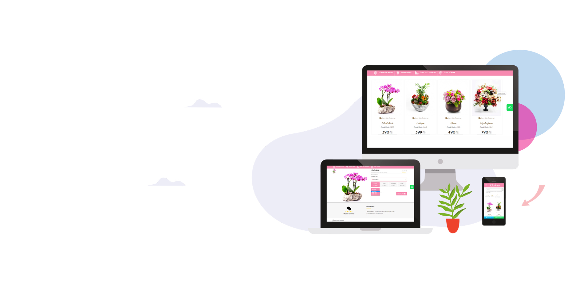 Çiçekçi e-ticaret sitesi ekran görünümü